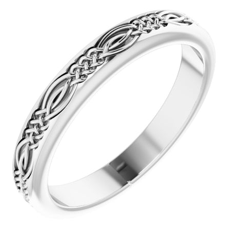 14K White 3.2 mm Celtic-Inspired Band Size 7