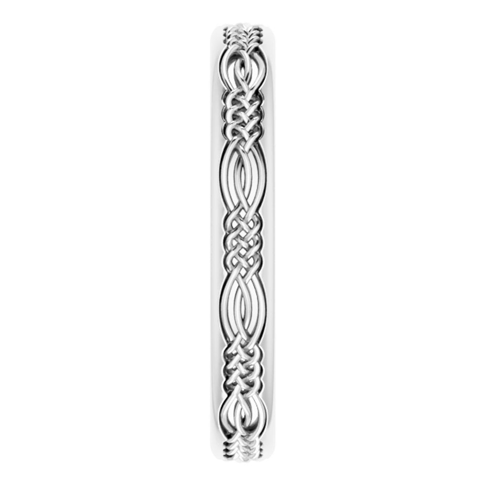 14K White 3.2 mm Celtic-Inspired Band Size 7