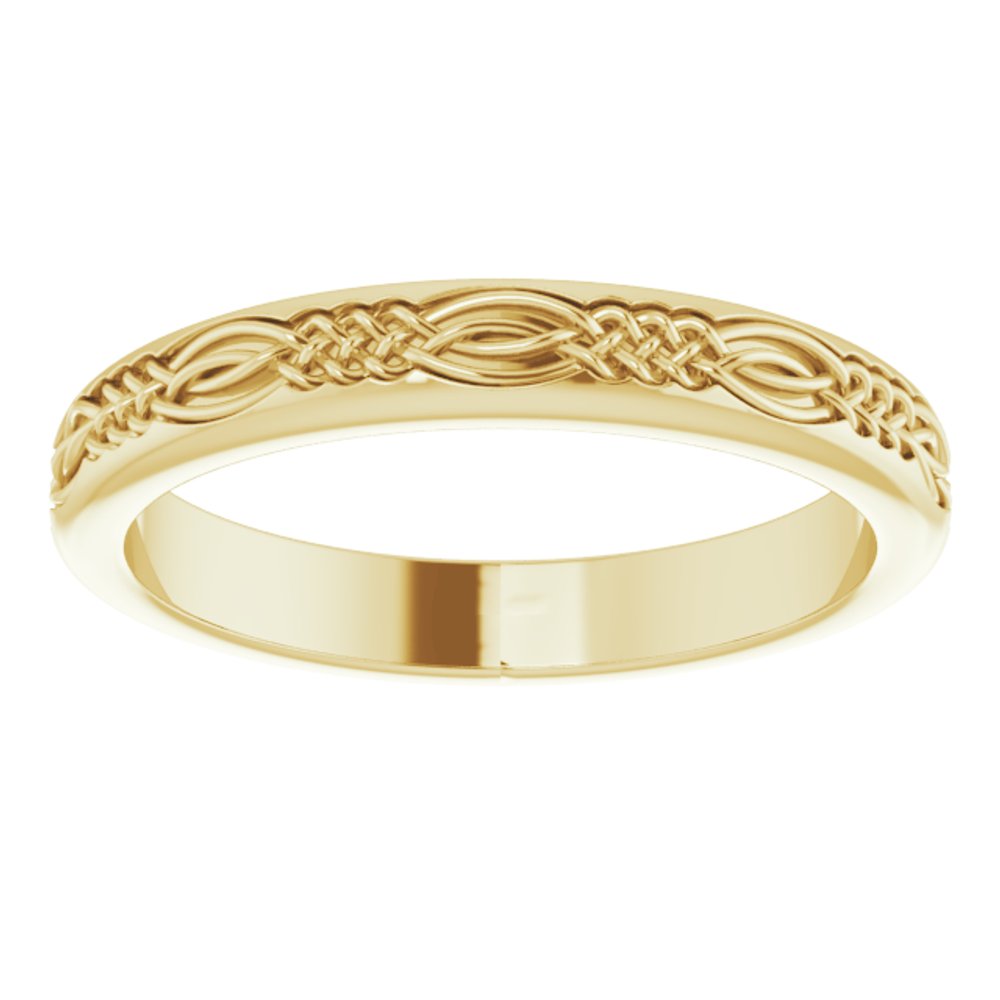 14K Yellow Gold 3.2 mm Celtic-Inspired Flat Band Size 7