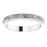 14K White 3.2 mm Celtic-Inspired Band Size 7