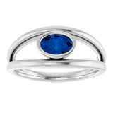 14K White Natural Blue Sapphire Ring