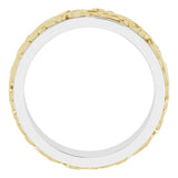 14K White/Yellow 7 mm Floral Inlay Flat Band