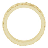 18K Yellow Gold 7 mm Floral Inlay Flat Band Size 8.5