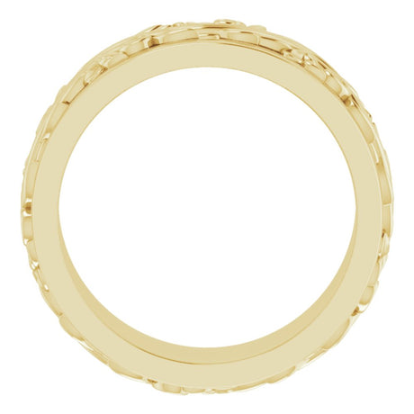 14K Yellow 7 mm Floral Inlay Flat Band