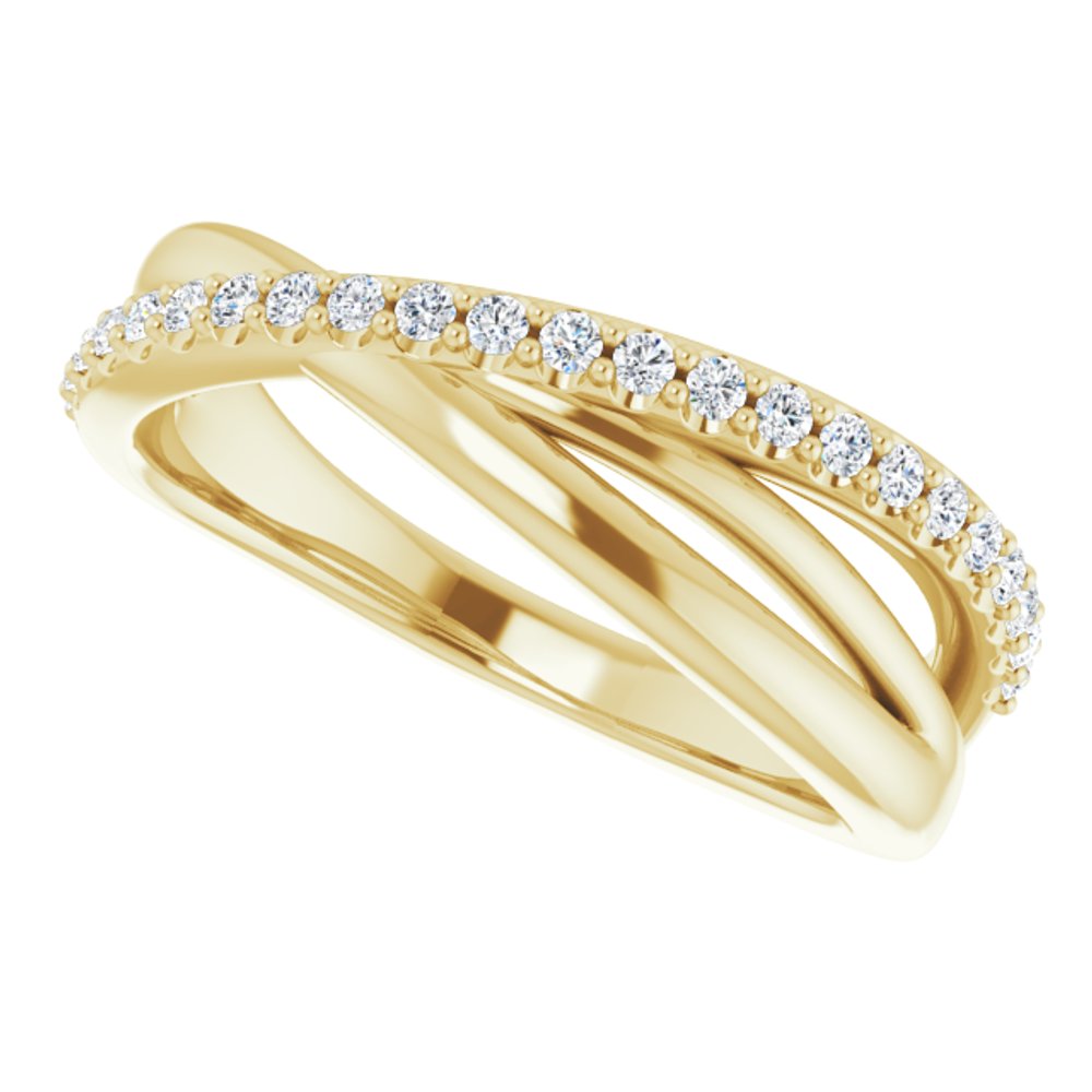 14K Yellow 1/5 CTW Natural Diamond Criss-Cross Ring