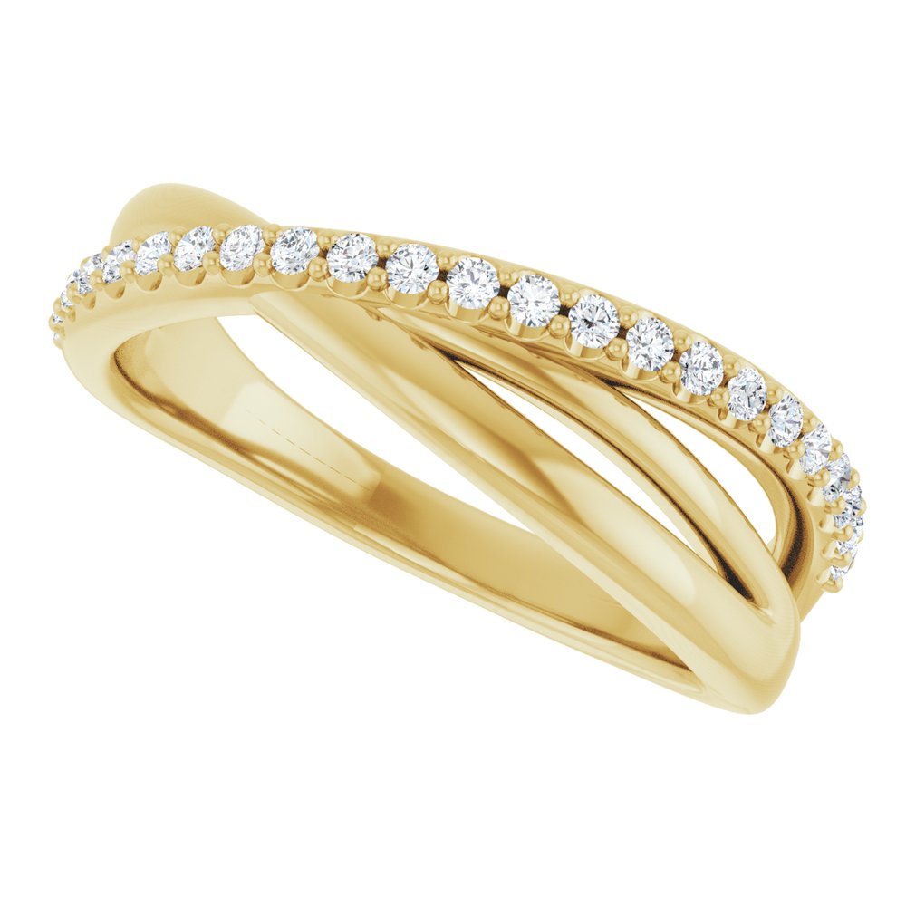 14K Yellow Gold 1/5 CTW Natural Diamond Criss-Cross Ring