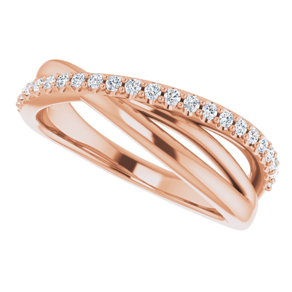 14K Rose 1/5 CTW Natural Diamond Criss-Cross Ring