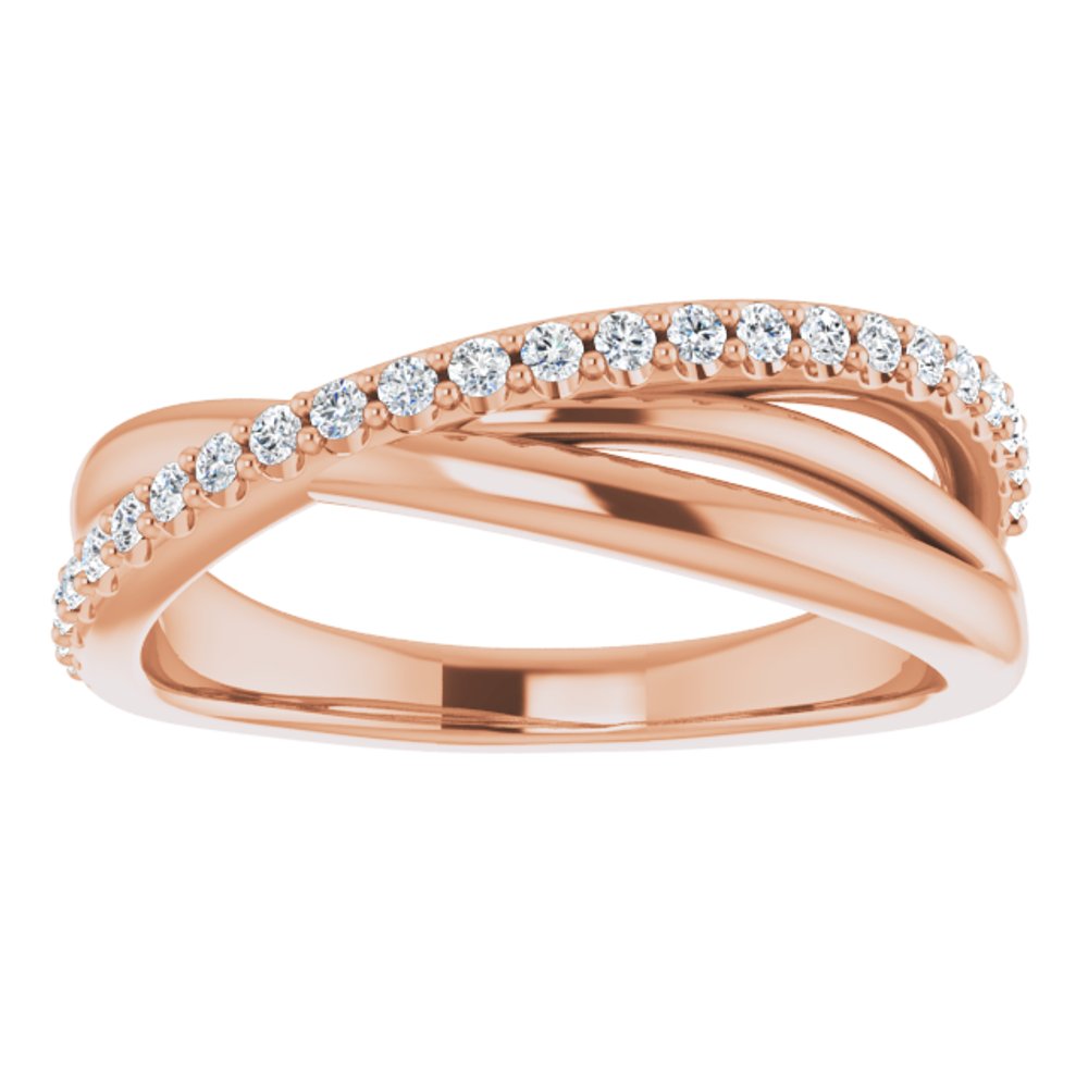 14K Rose 1/5 CTW Natural Diamond Criss-Cross Ring