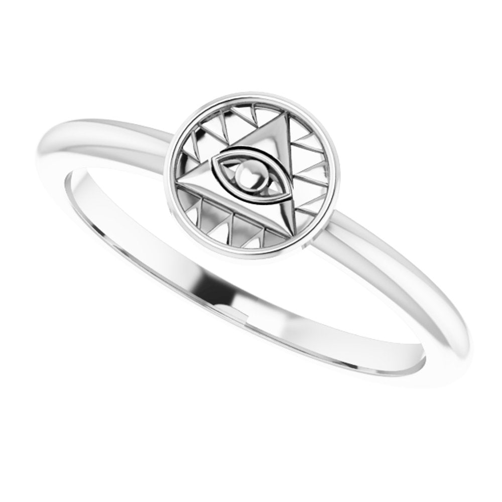 Sterling Silver Stackable Eye of Providence Ring