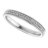 Sterling Silver 3 mm Milgrain Edge Celtic-Inspired Flat Band Size 7