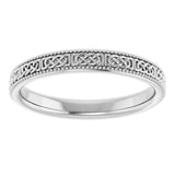Sterling Silver 3 mm Milgrain Edge Celtic-Inspired Flat Band Size 7