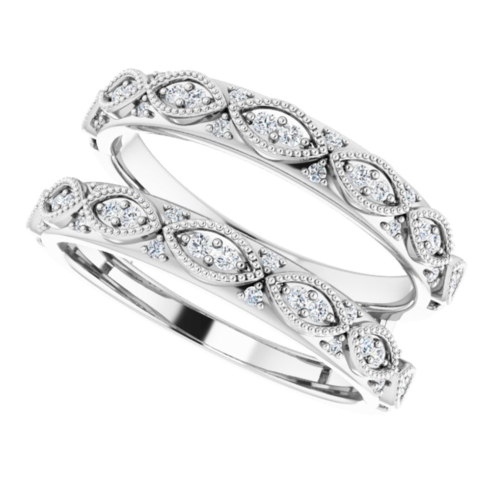 14K White 1/4 CTW Natural Diamond Ring Guard