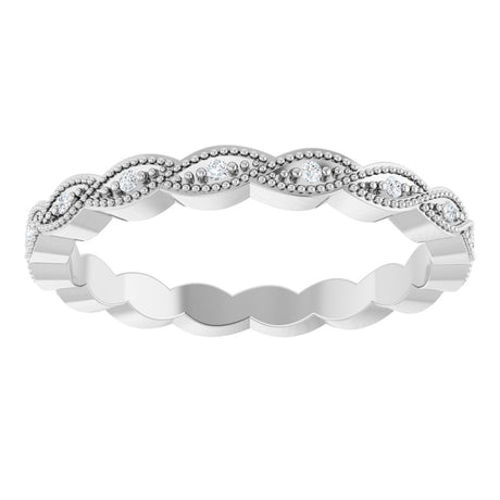 14K White .07 CTW Natural Diamond Eternity Band Size 7