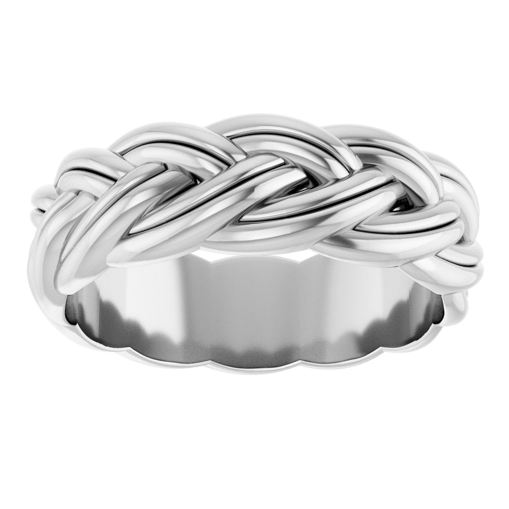 14K White 6 mm Woven-Design Band Size 7