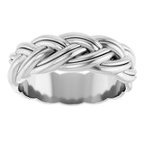 14K White 6 mm Woven-Design Band Size 7