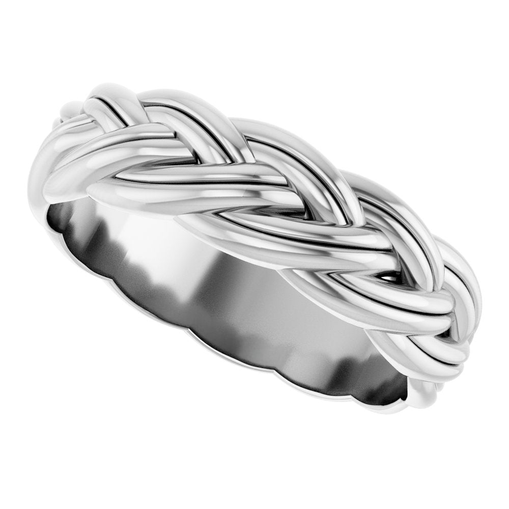 Sterling Silver 6mm Woven-Design Band Size  10
