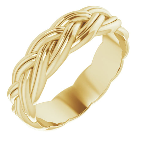 14K Yellow 6 mm Woven-Design Band Size 10.5