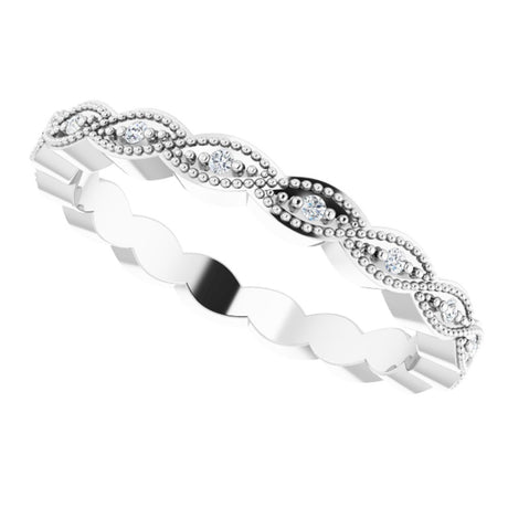 14K White .07 CTW Natural Diamond Eternity Band Size 5.5