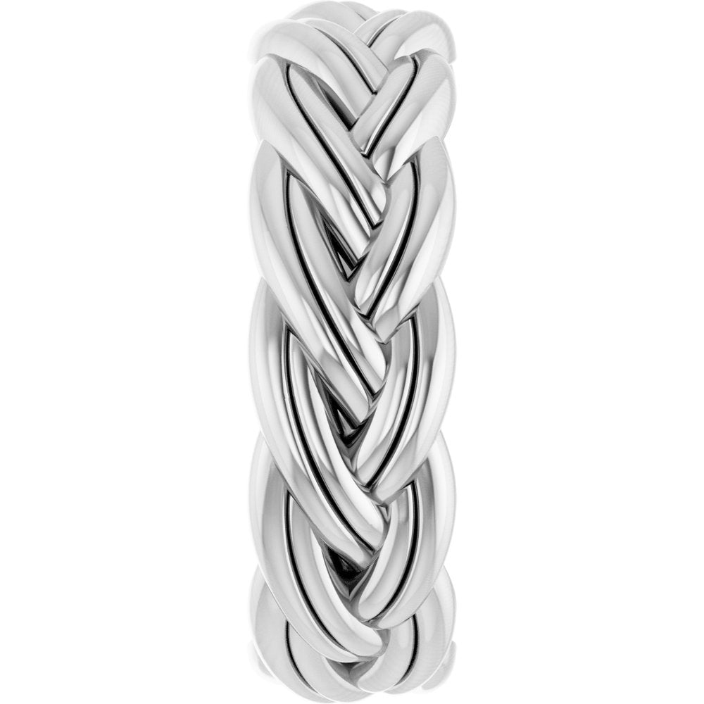 14K White 6 mm Woven-Design Band Size 7