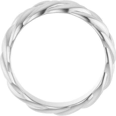 14K White 6 mm Woven-Design Band Size 7