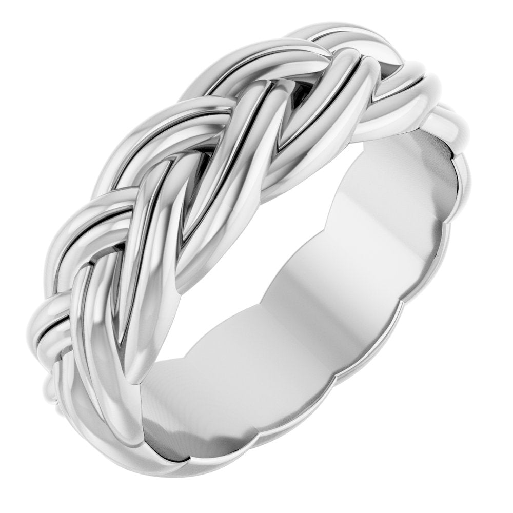 14K White 6 mm Woven-Design Band Size 7