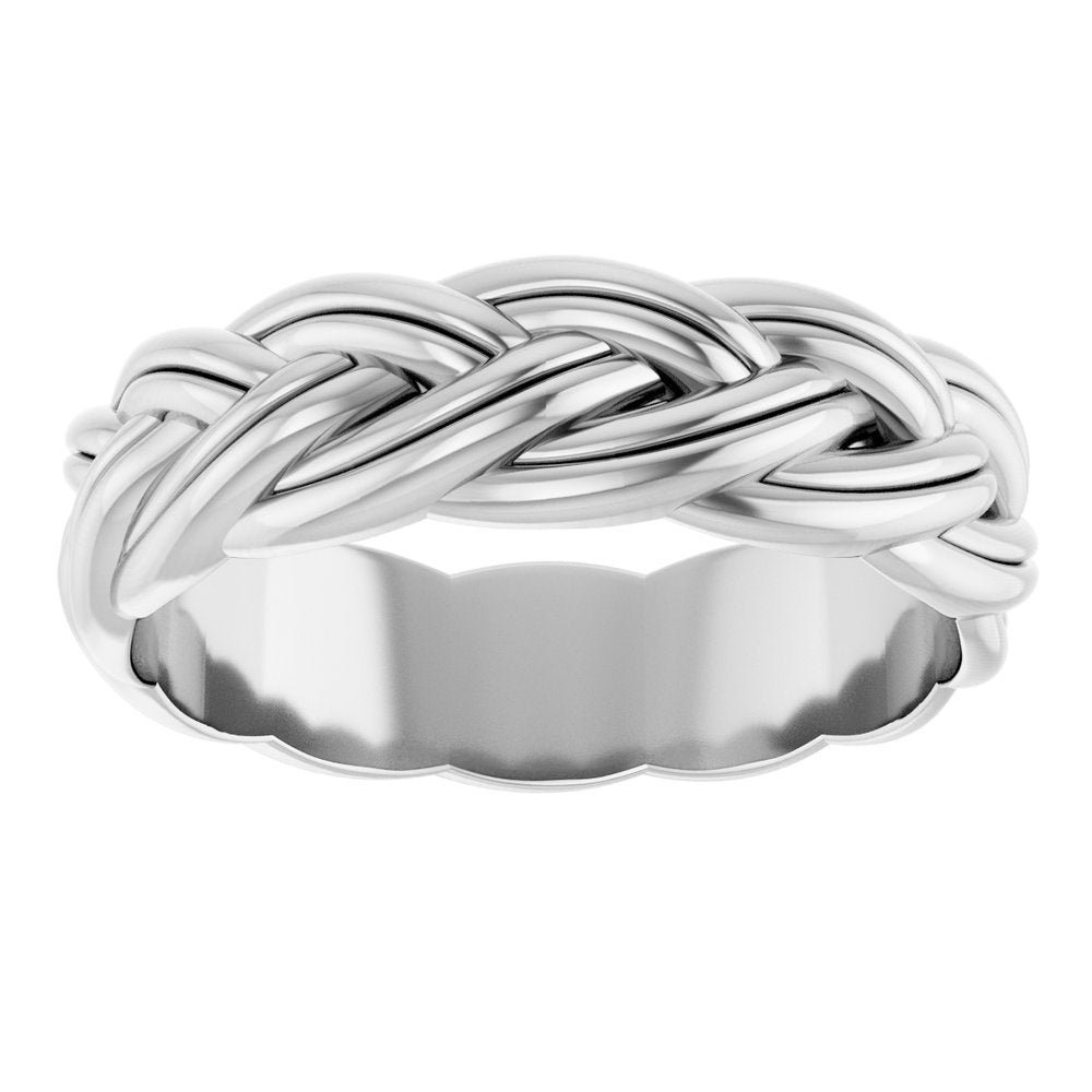 Sterling Silver 6mm Woven-Design Band Size  10