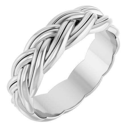 Sterling Silver 6mm Woven-Design Band Size  10