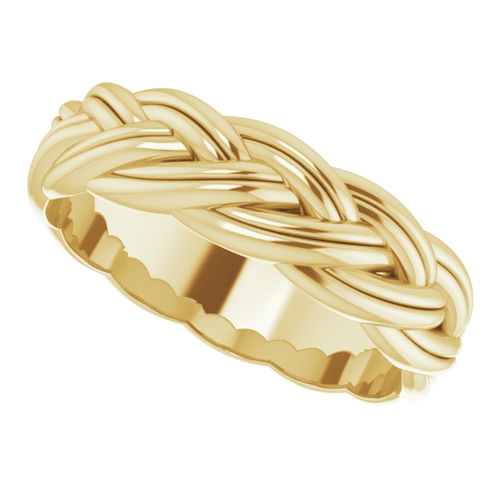 14K Yellow 6 mm Woven-Design Band Size 10.5