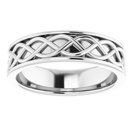 Platinum 6 mm Infinity-Inspired Flat Band Size 9
