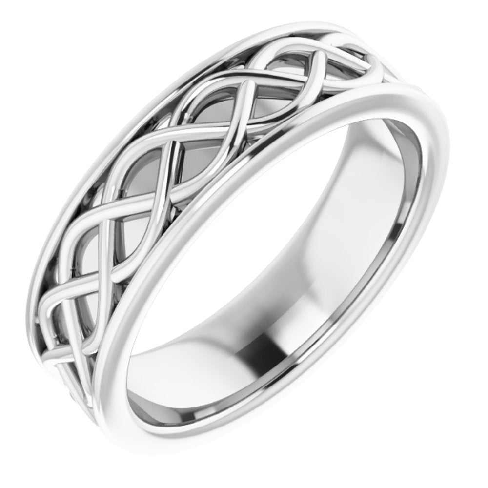 Sterling Silver 6 mm Infinity-Inspired Flat Band Size 8.5