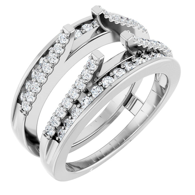 14K White Gold 1/2 CTW Natural Diamond Ring Guard