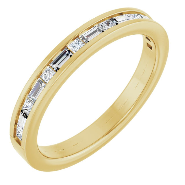 14K Yellow 3/8 CTW Natural Diamond Channel Set Anniversary Band