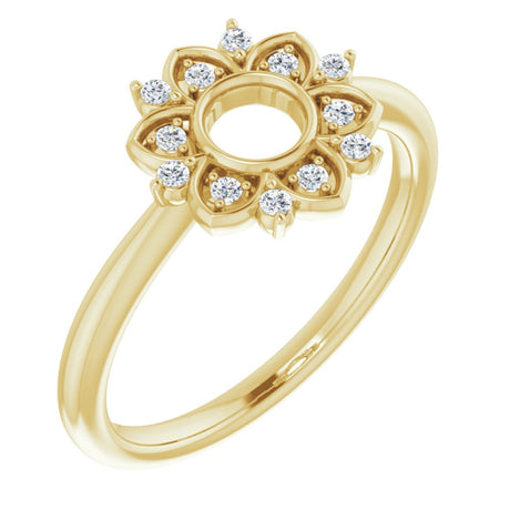 14K Yellow 1/10 CTW Natural Diamond Starburst Ring