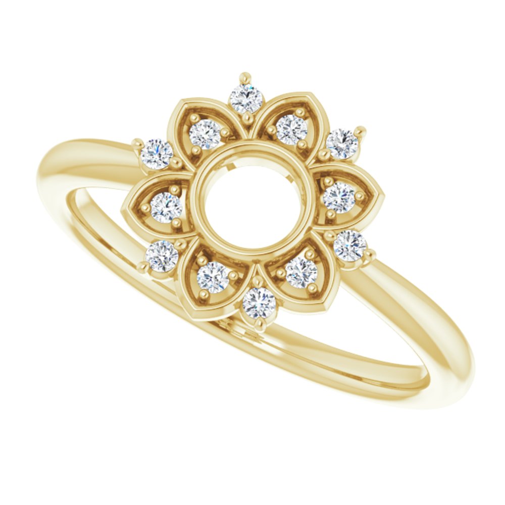 14K Yellow 1/10 CTW Natural Diamond Starburst Ring