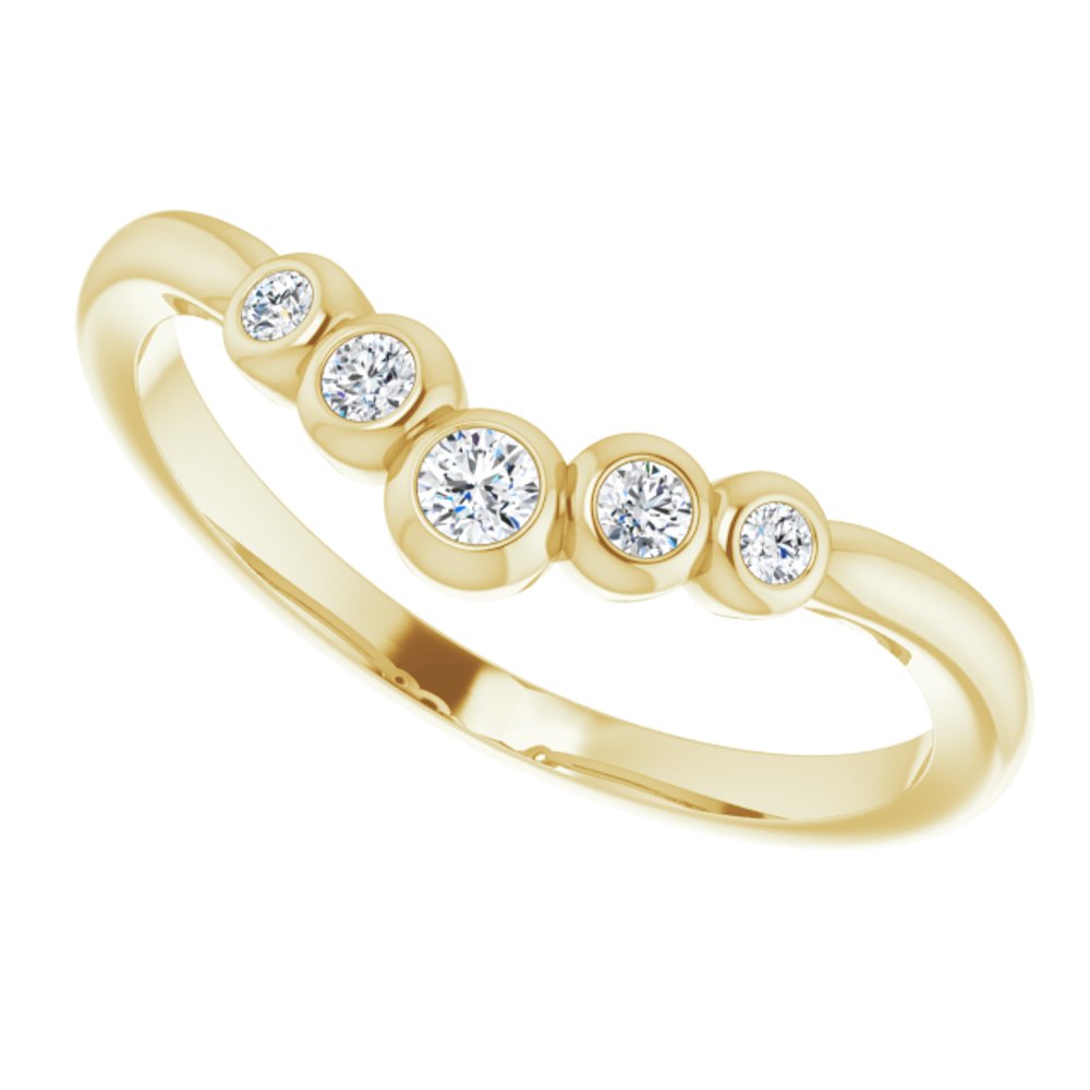 14K Yellow 1/10 CTW Natural Diamond Graduated V Ring