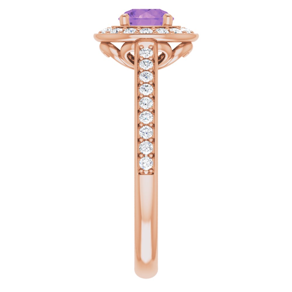 14K Rose Natural Amethyst & 1/3 CTW Natural Diamond Ring