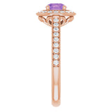 14K Rose Natural Amethyst & 1/3 CTW Natural Diamond Ring