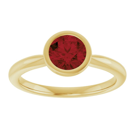 14K Yellow Gold Natural Mozambique Garnet Solitaire Ring