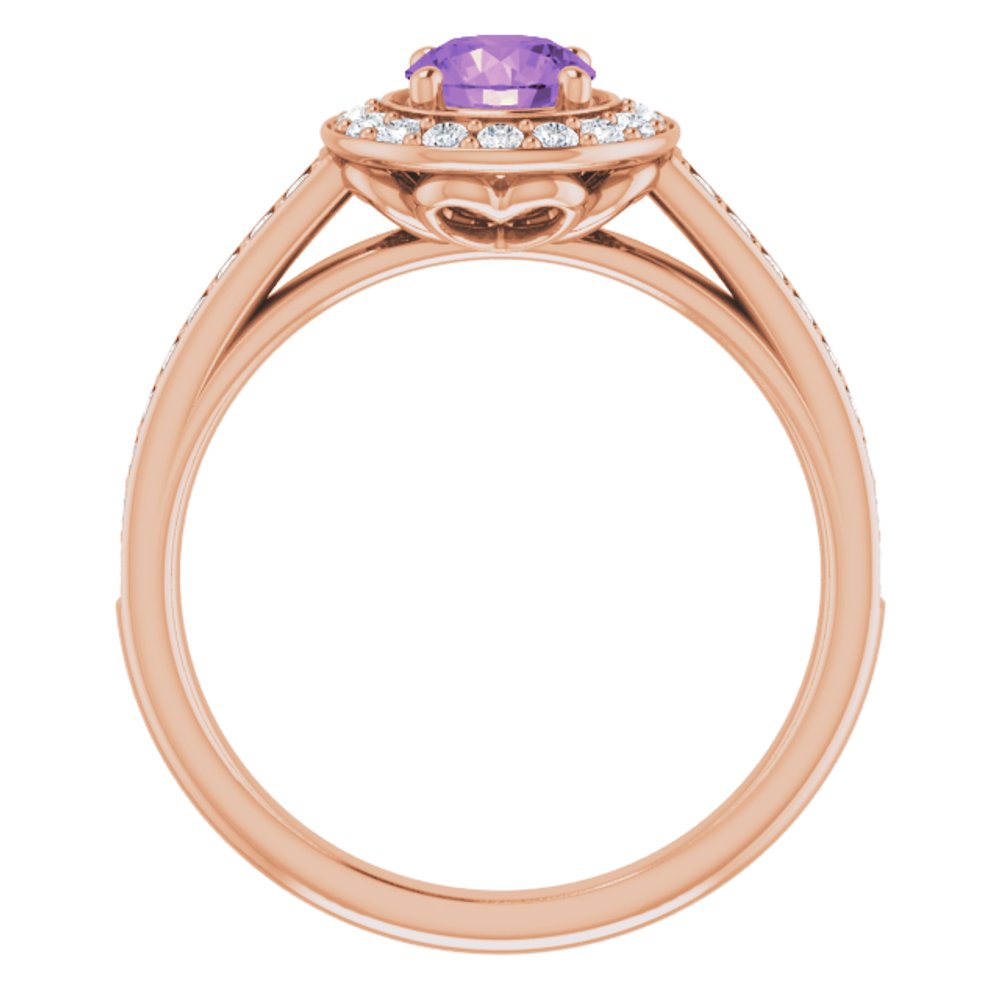 14K Rose Natural Amethyst & 1/3 CTW Natural Diamond Ring