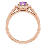 14K Rose Natural Amethyst & 1/3 CTW Natural Diamond Ring