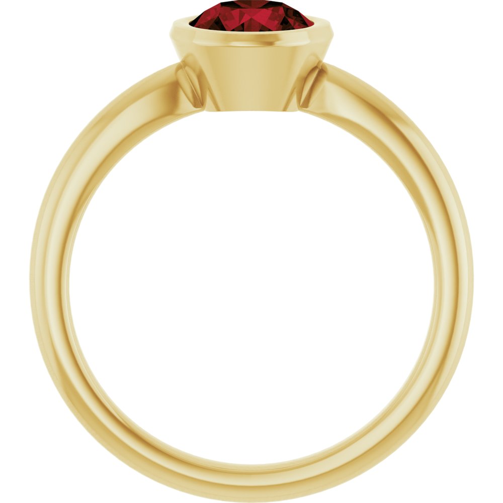 14K Yellow Gold Natural Mozambique Garnet Solitaire Ring