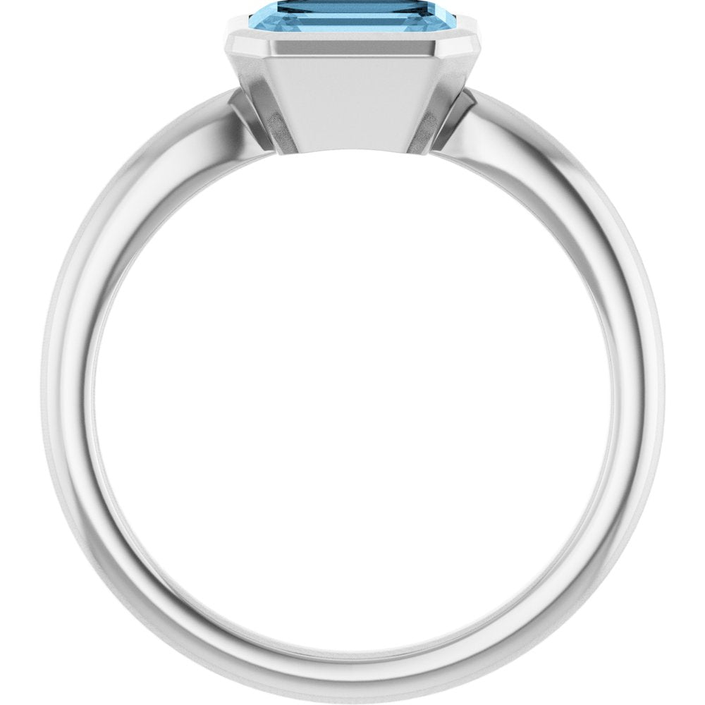 10K White Gold Natural Sky Blue Topaz Solitaire Ring