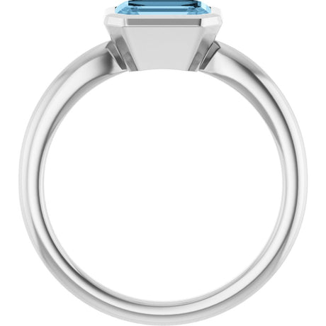 10K White Gold Natural Sky Blue Topaz Solitaire Ring