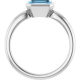 Sterling Silver Natural Sky Blue Topaz Solitaire Ring