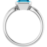 14K White Gold Natural Aquamarine Solitaire Ring