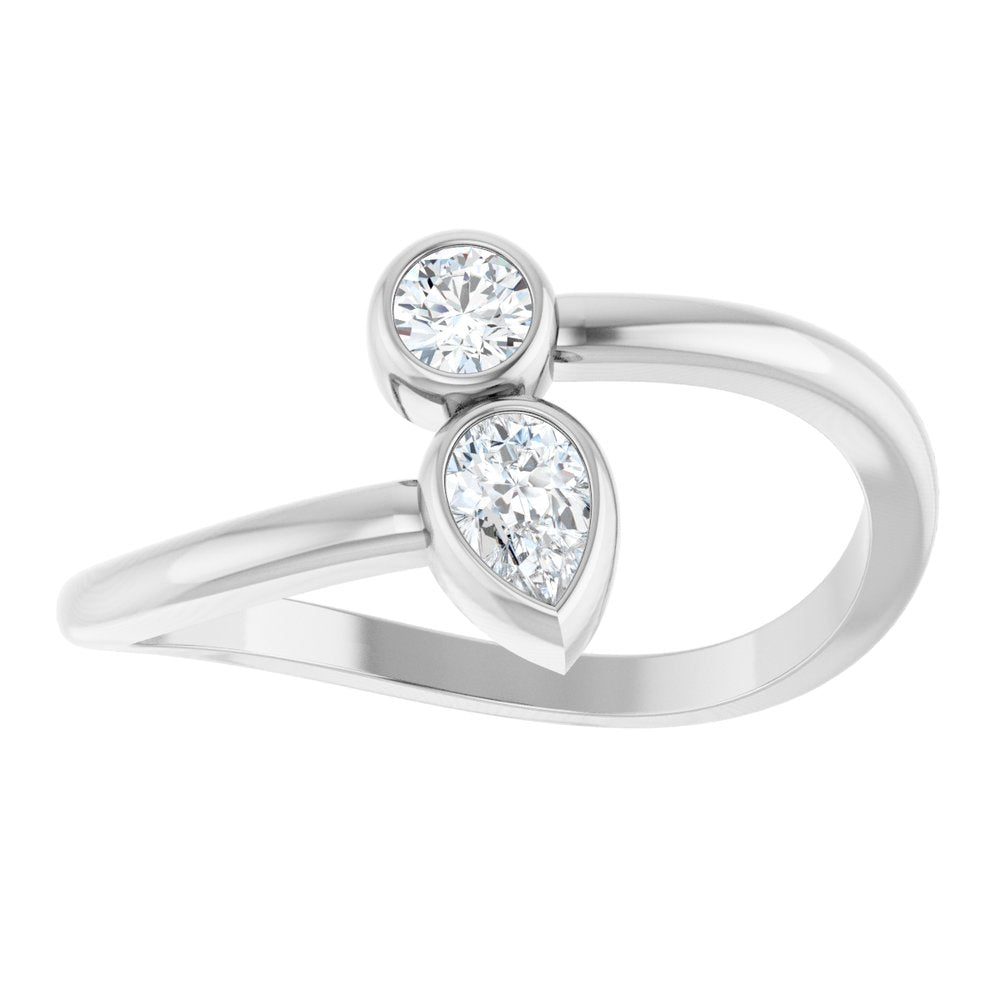 14K White Gold 1/4 CTW Natural Diamond Two-Stone Bypass Ring