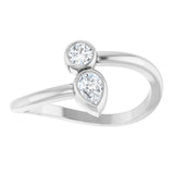 14K White Gold 1/4 CTW Natural Diamond Two-Stone Bypass Ring