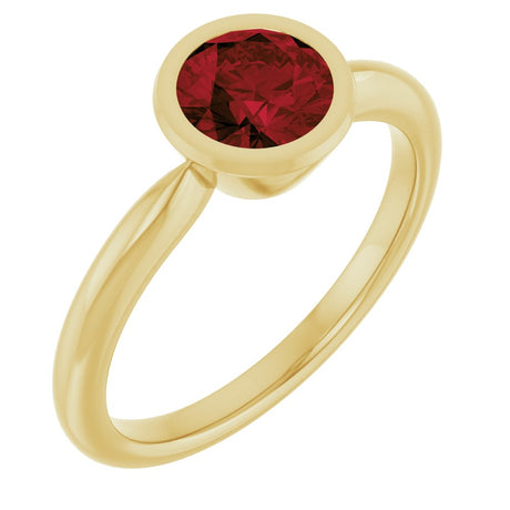 14K Yellow Gold Natural Mozambique Garnet Solitaire Ring