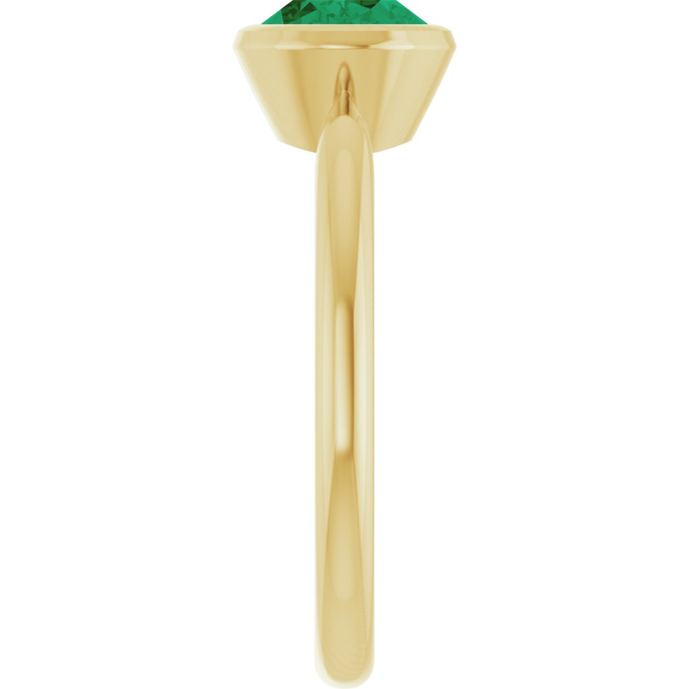 14K Yellow Gold Lab-Grown Emerald Solitaire Solitaire Ring