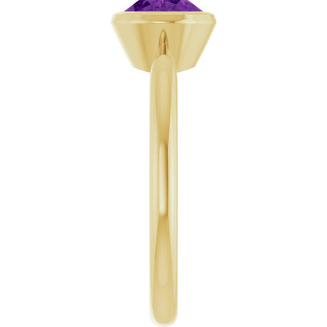 14K Yellow Gold Natural Amethyst Solitaire Ring